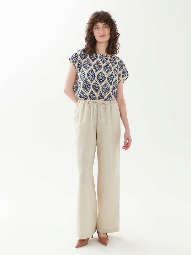 Брюки из хлопка и льна