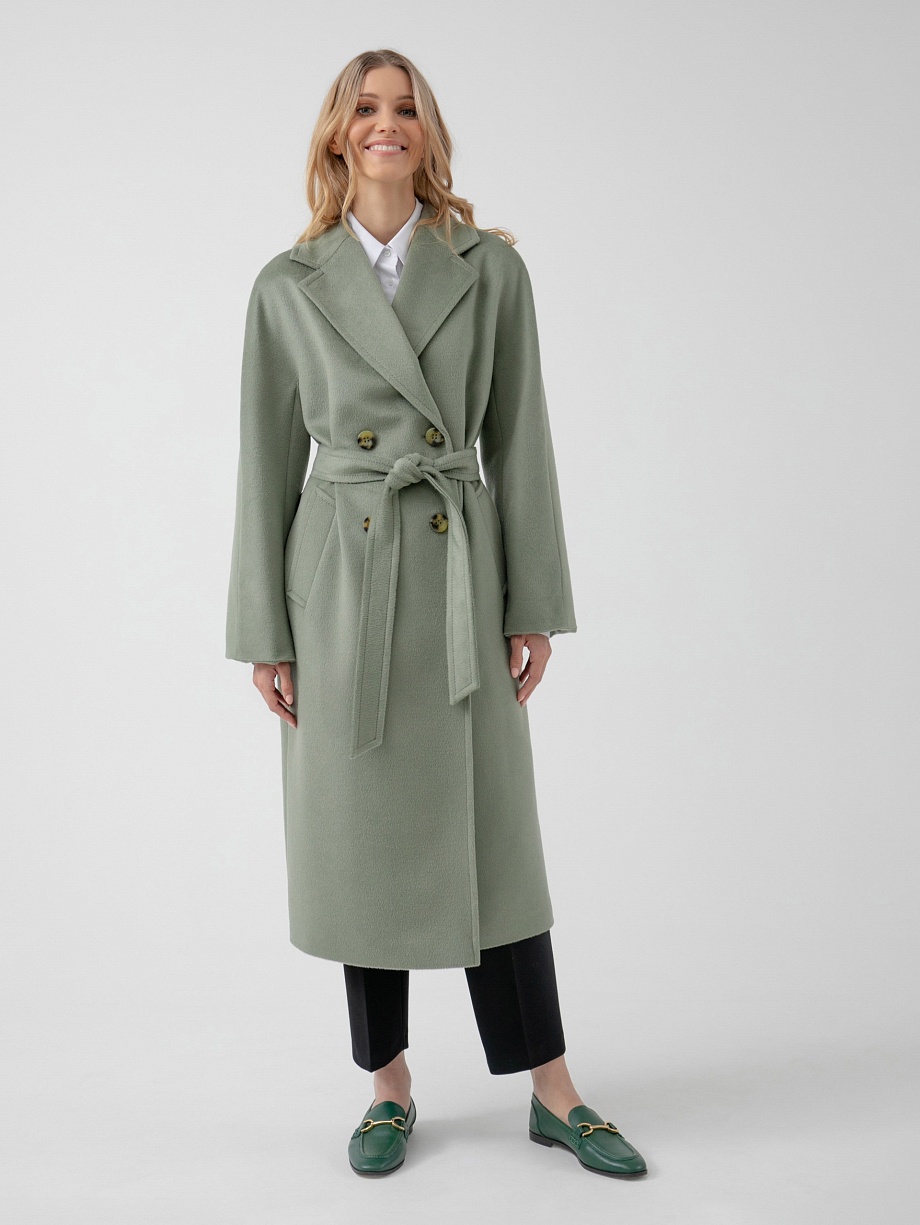 Двубортное шерстяное пальто