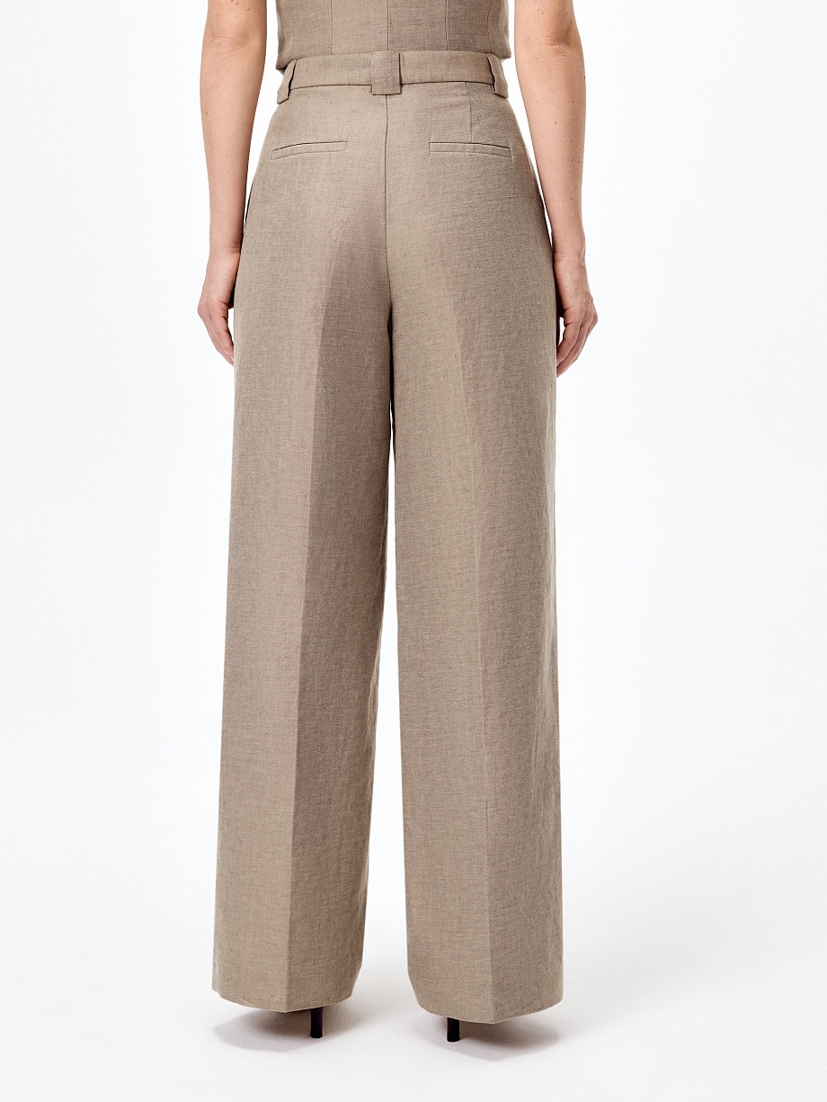 Брюки-палаццо из хлопка и льна