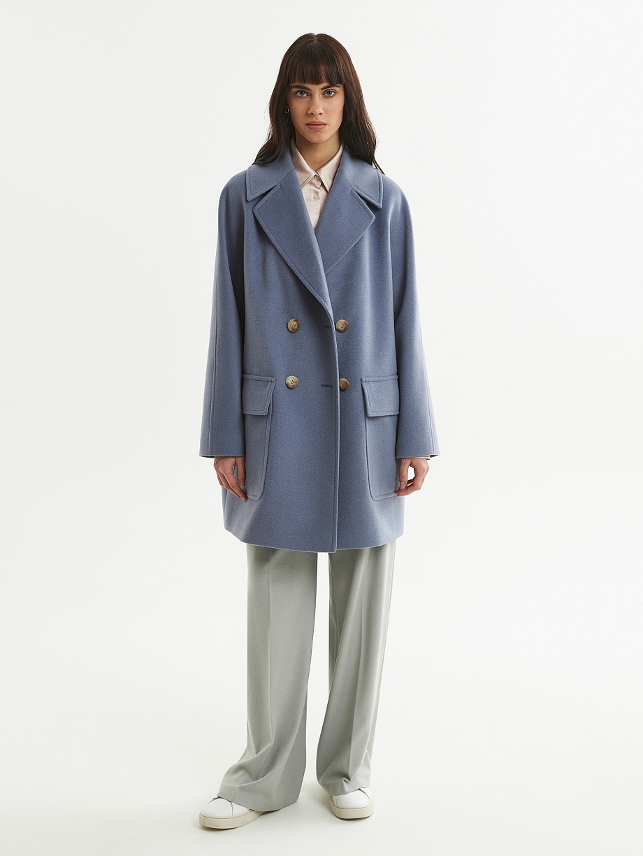 Укороченное шерстяное пальто с мембраной