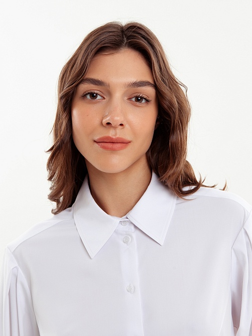 Хлопковая рубашка с рукавами-фонариками