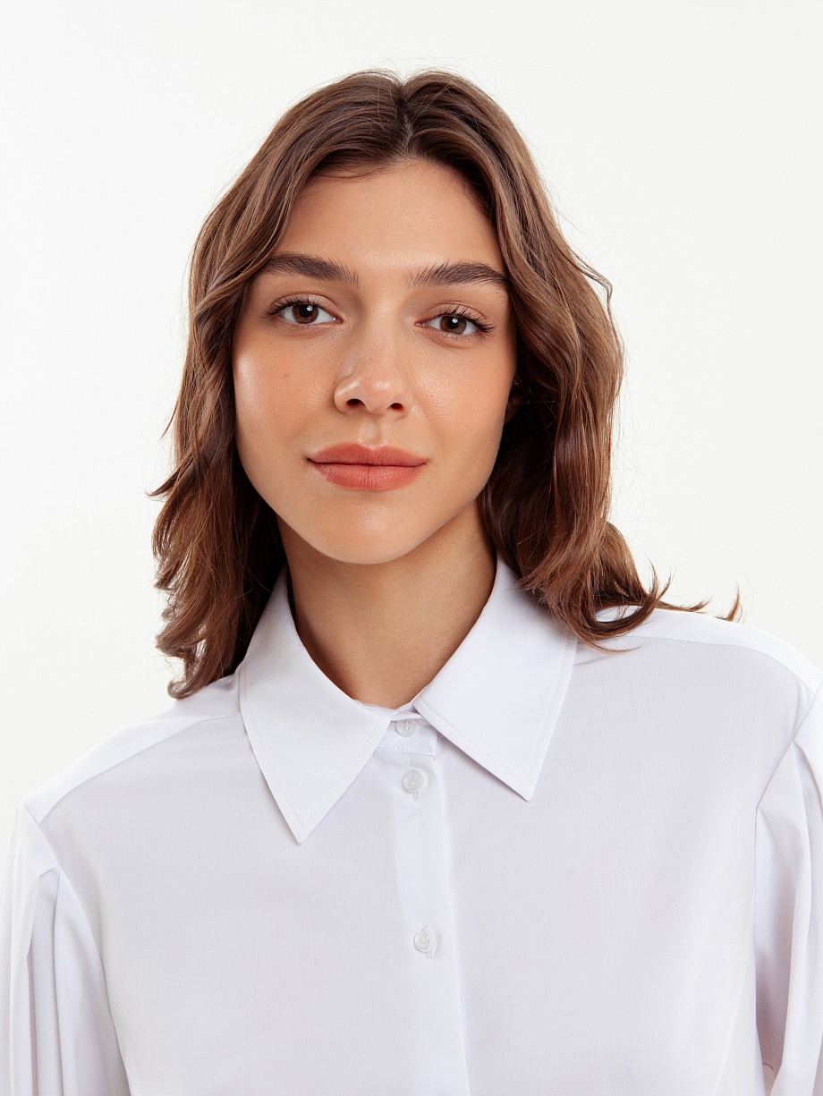 Хлопковая рубашка с рукавами-фонариками