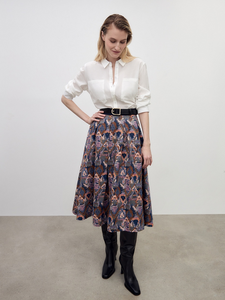 Юбка миди из яркой жаккардовой ткани