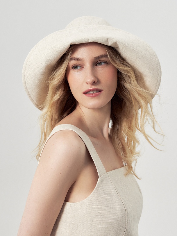 Панама из хлопка с добавлением льна