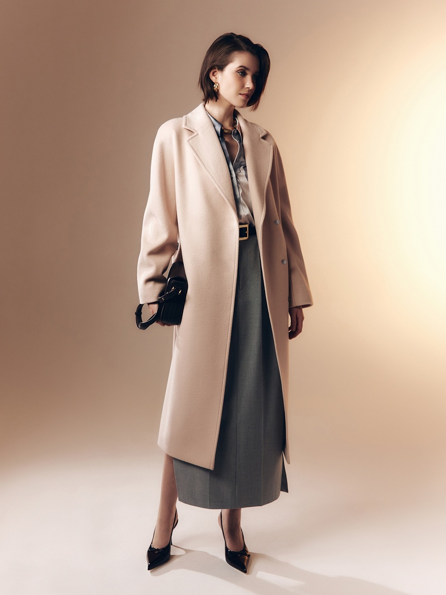 Демисезонное пальто из 100% шерсти с мембраной