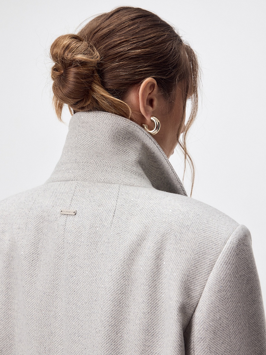 Пальто из шерсти с пайетками и мембраной