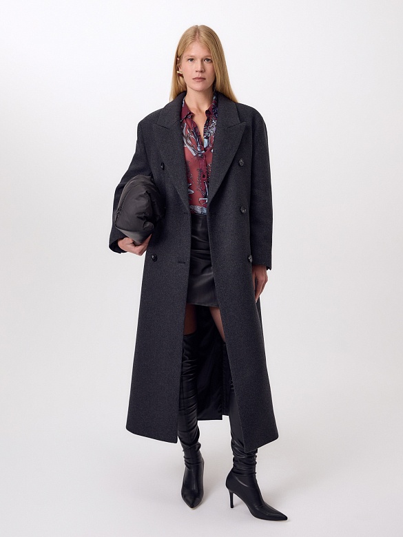 Пальто оверсайз из шерсти с мембраной и утеплённой спинкой POMPA арт.1016542m90095