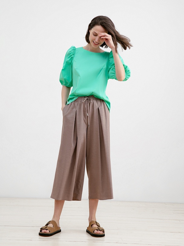 Блузка женская из хлопка с рукавами-фонариками