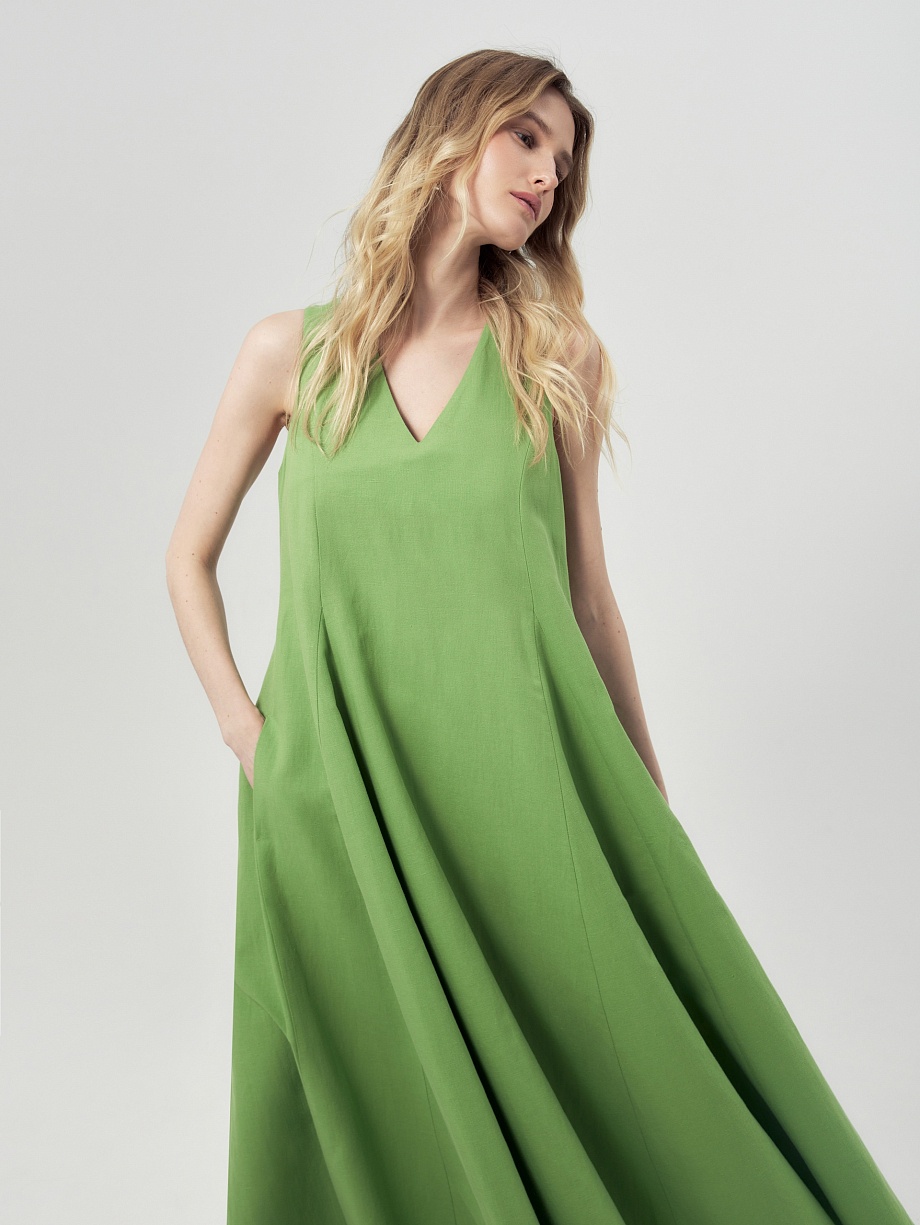 Летний сарафан из хлопка и льна