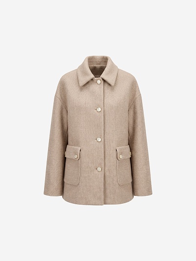 Полупальто из 100%  шерстяного твида POMPA