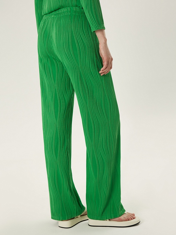 Широкие трикотажные брюки из фактурного тенселя