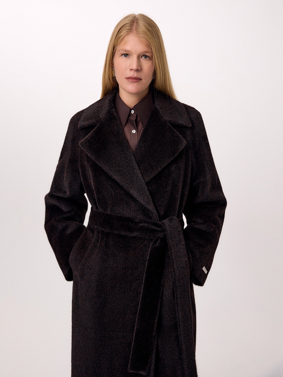 Пальто из шерсти Альпака Беби Сури с мембраной и утеплённой спинкой