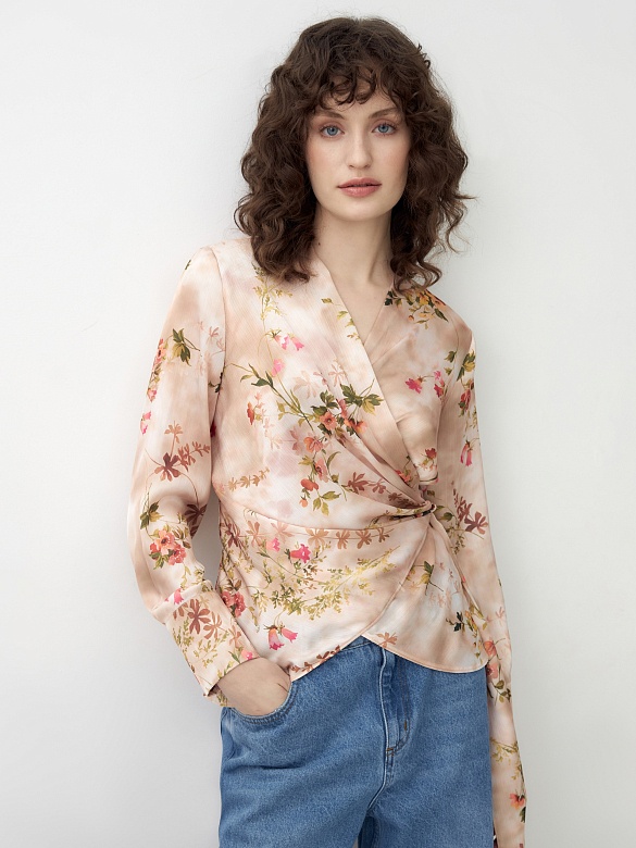 Блуза на запах в цветочном принте POMPA арт.3148920fb0290