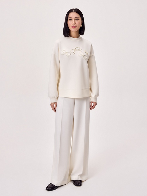 Хлопковый свитшот с декоративной вышивкой