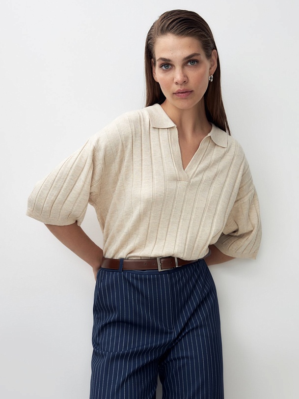 Вязаный джемпер-поло из вискозы