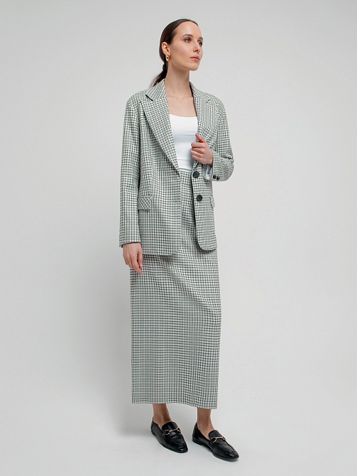 Однобортный жакет в мелкую клетку