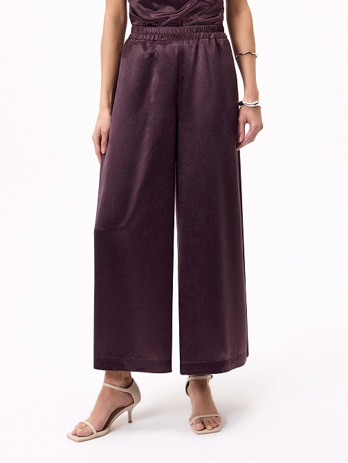 Брюки из жатого атласа на эластичном поясе