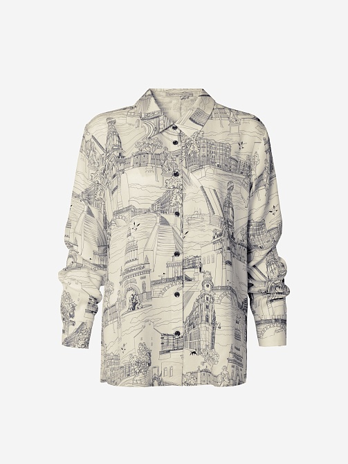 Блуза из 100% тенселя с петербургским принтом