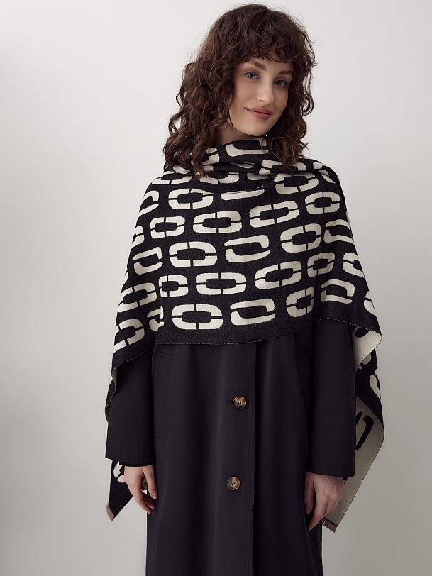 Двухсторонний широкий демисезонный палантин 