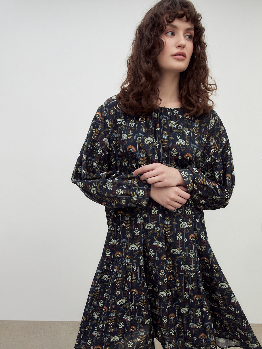 Свободное платье с цветочным принтом из 100% хлопка