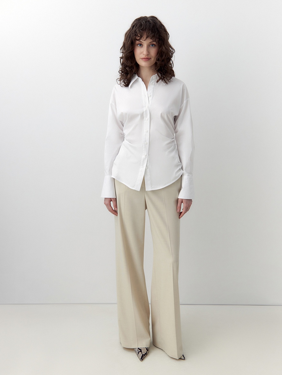 Хлопковая блуза со сборками 