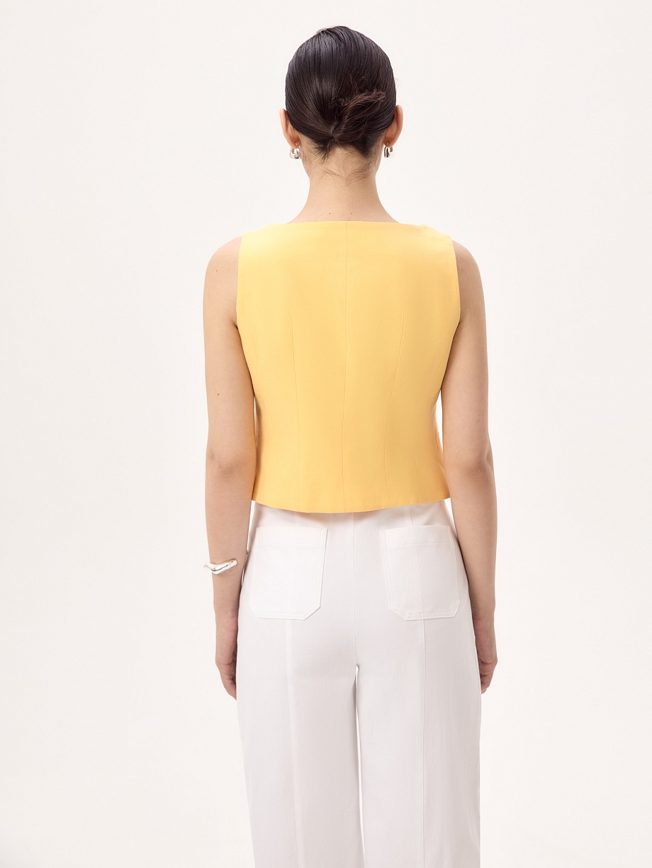 Жилет укороченный из хлопка и льна