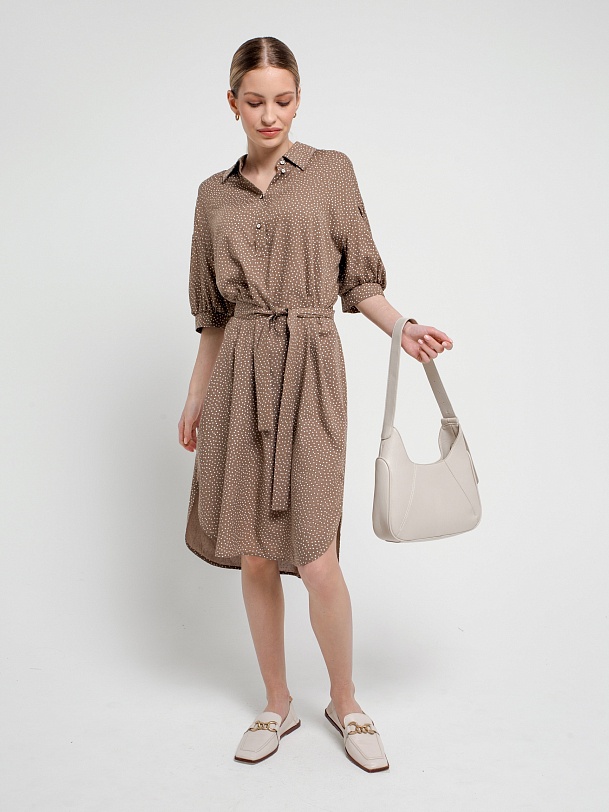 Платье-рубашка в мелкий горошек