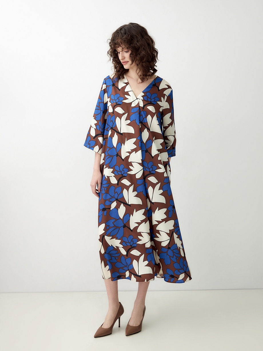 Свободное платье миди с поясом