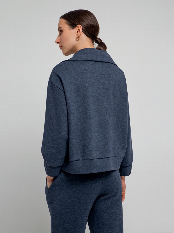 Свободная толстовка с воротником апаш на молнии