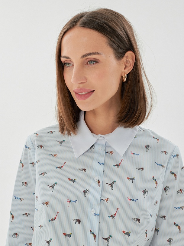 Свободная блуза прямого силуэта из 100% хлопка