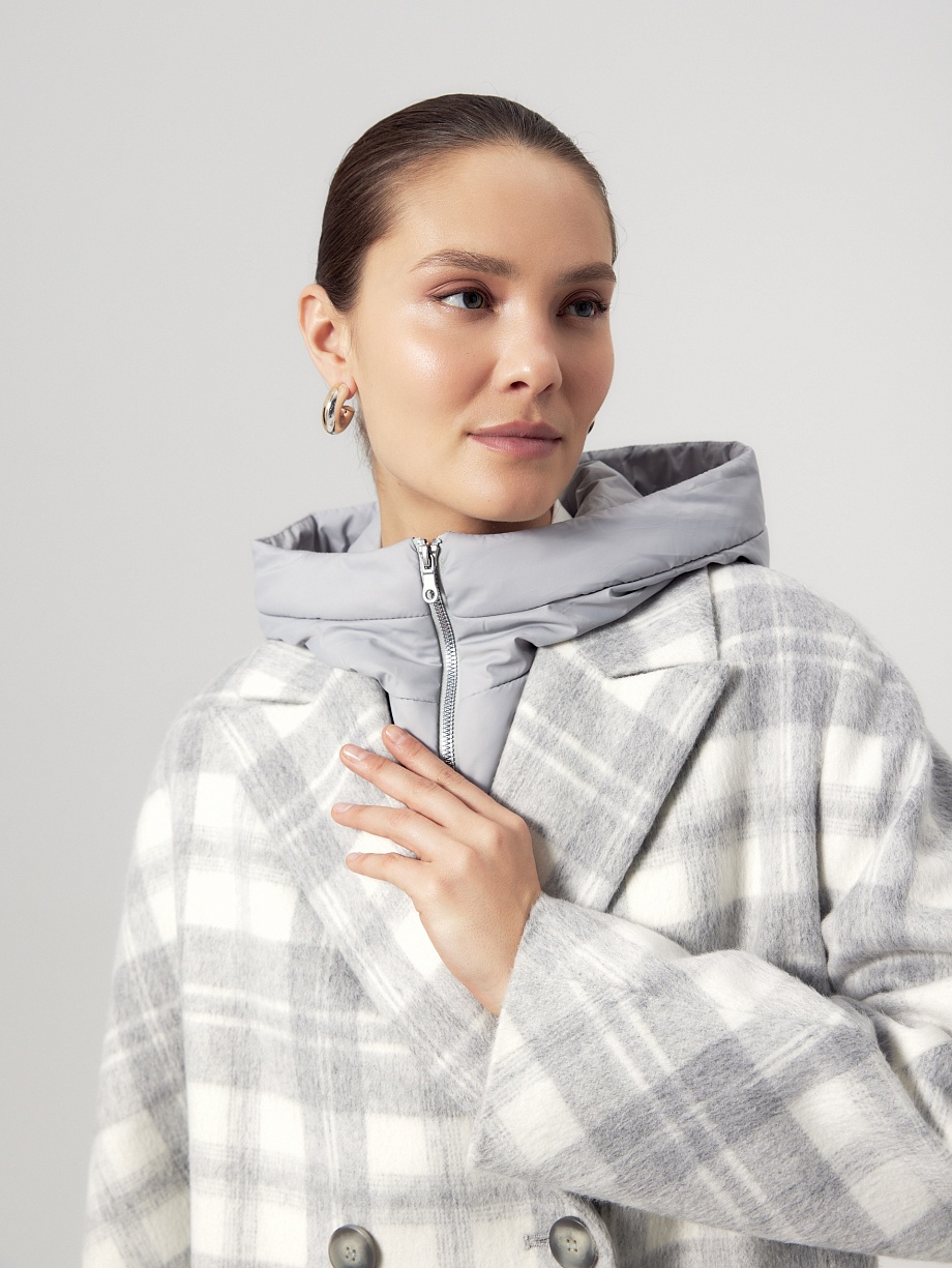 Пальто из шерсти с мембраной и съёмным капюшоном