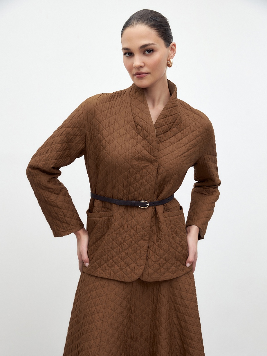 Стёганый жакет на запах на кнопках