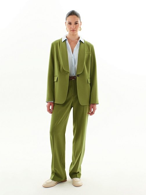 Жакет из костюмной ткани с воротником шалька