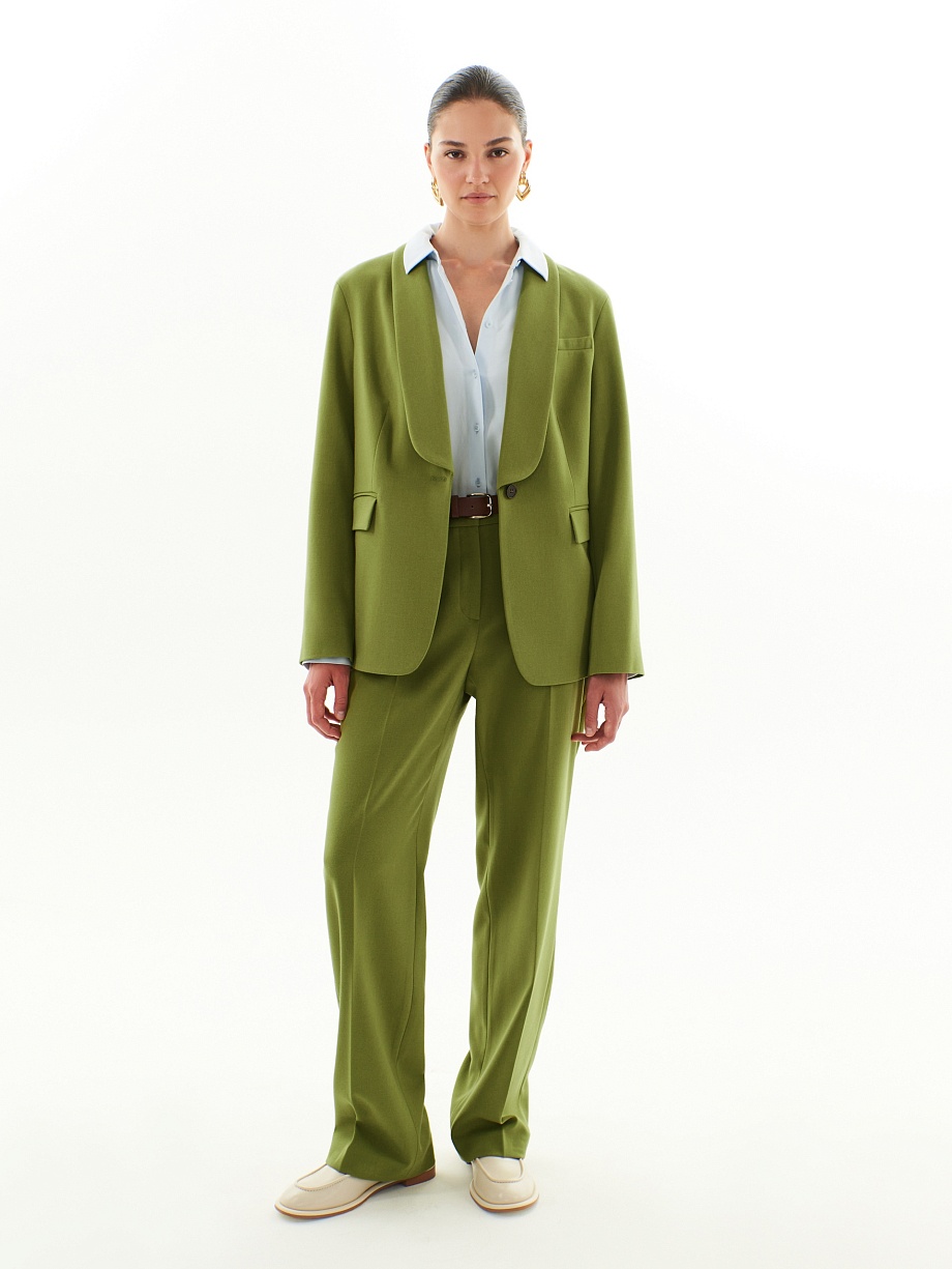 Жакет из костюмной ткани с воротником шалька