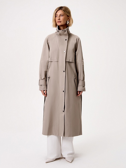 Непромокаемый хлопковый плащ с высоким воротником