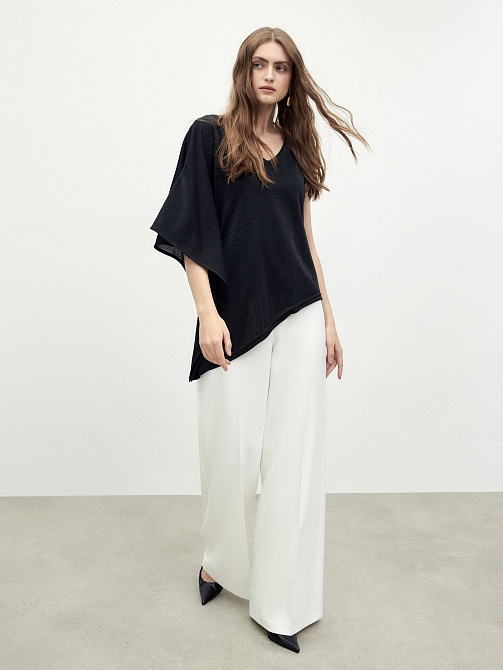 Асимметричная блуза из трикотажа с люрексом