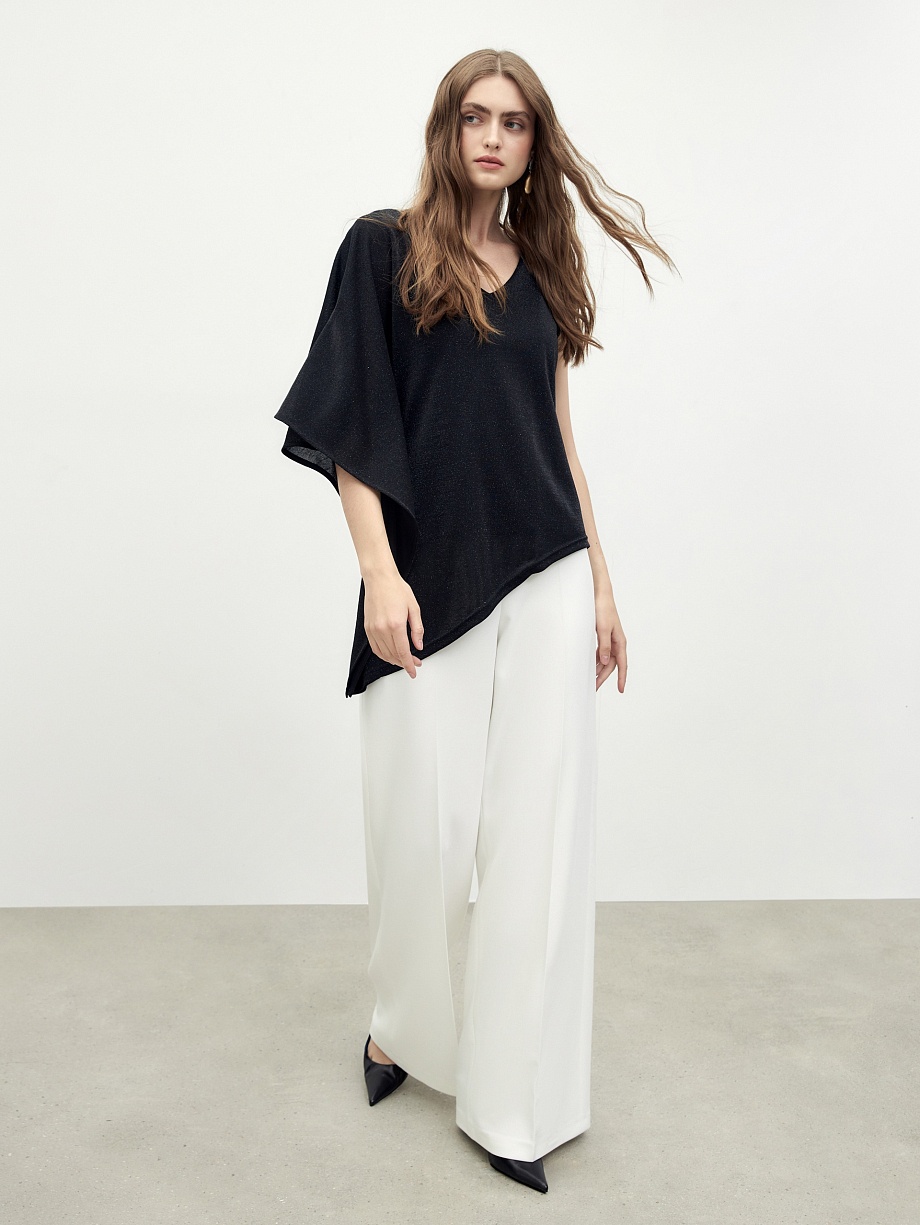 Асимметричная блуза из трикотажа с люрексом