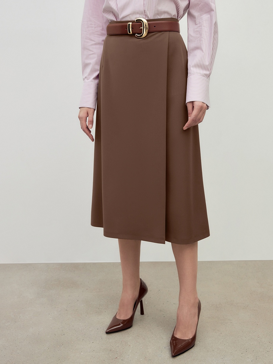 Юбка миди с имитацией запаха из костюмной ткани