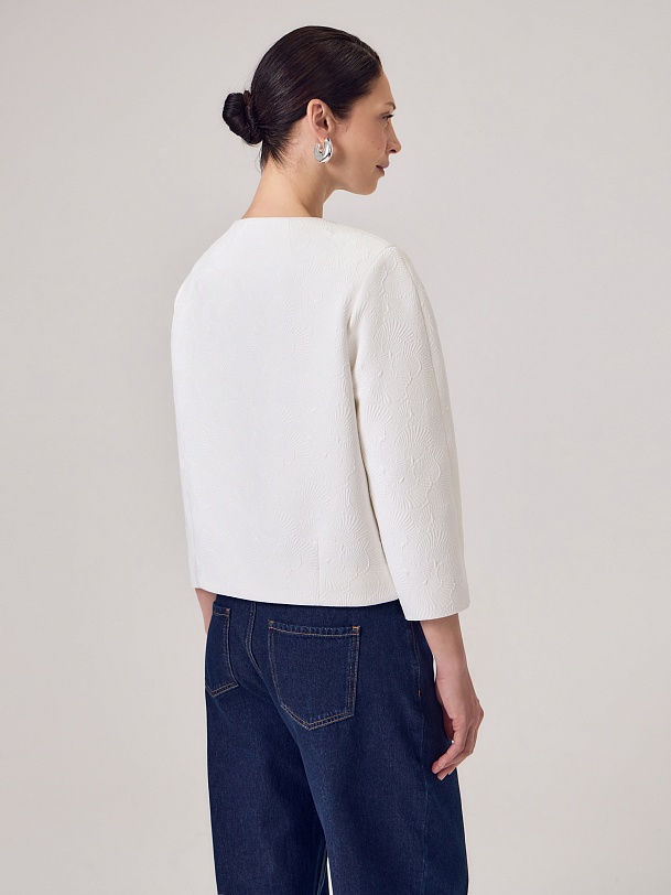 Укороченный жакет  из фактурного жаккарда