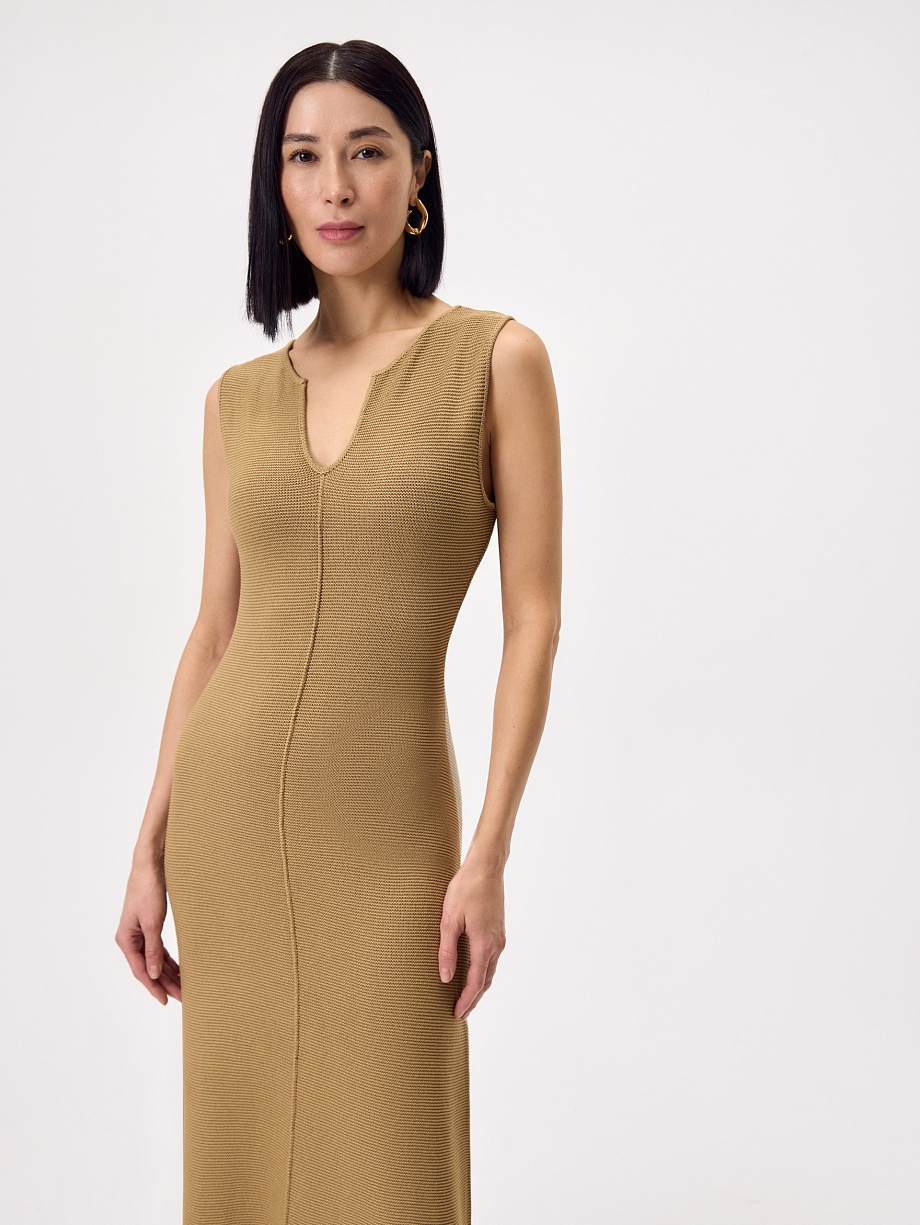 Платье макси из вискозы и льна