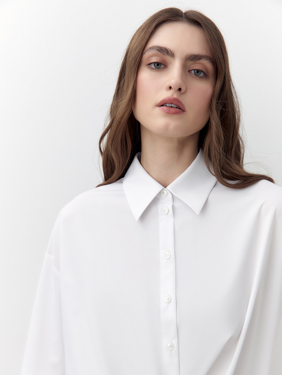 Свободная блуза из хлопка с имитацией запаха