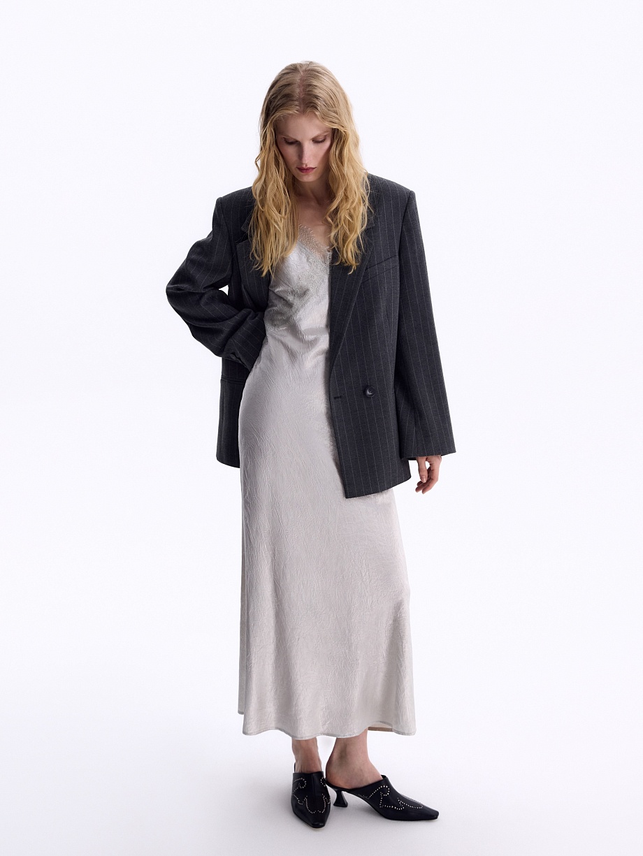 Платье-комбинация из жатого атласа