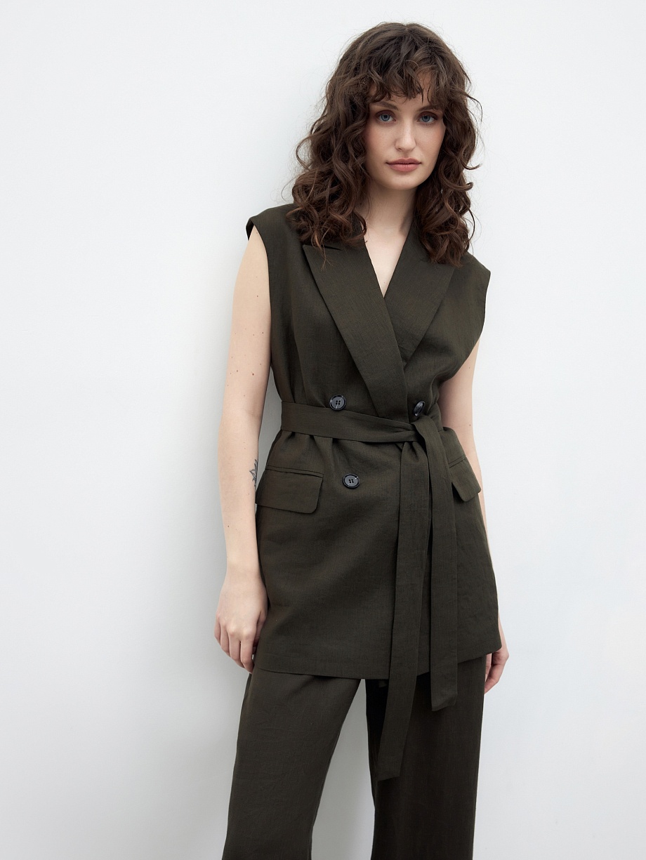 Удлинённый жилет из 100% льна