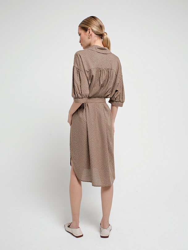 Платье-рубашка в мелкий горошек