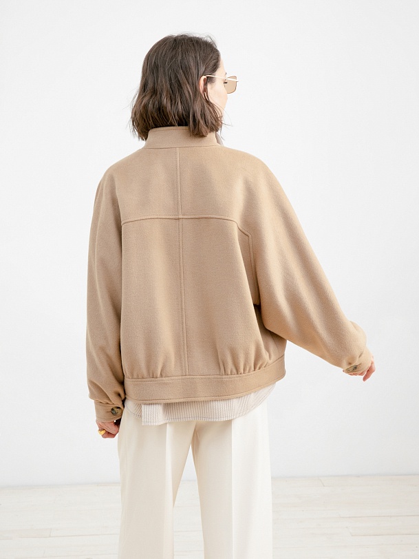 Укороченное пальто-жакет шерстяное