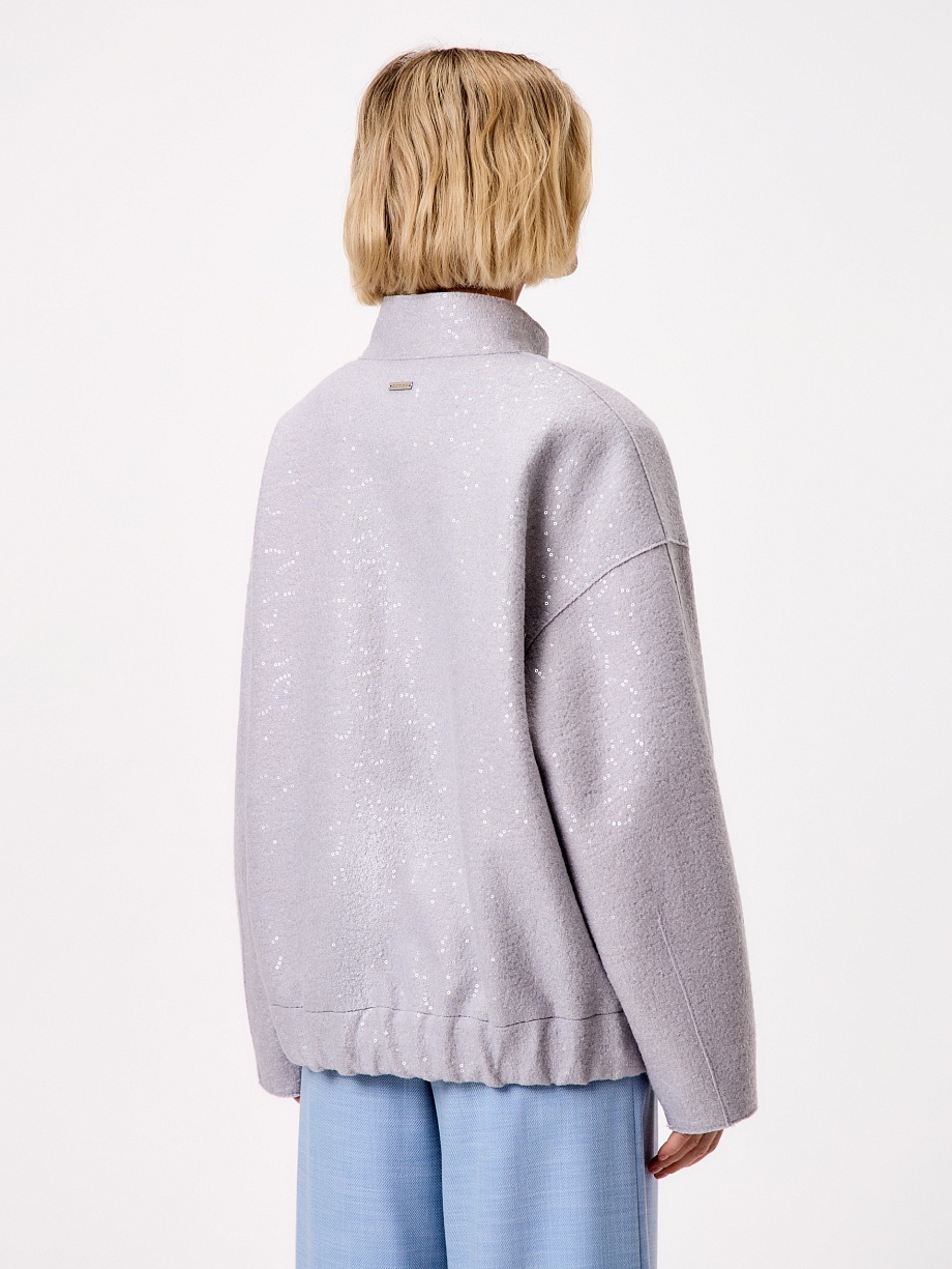 Бомбер из варёной шерсти с мембраной и пайетками