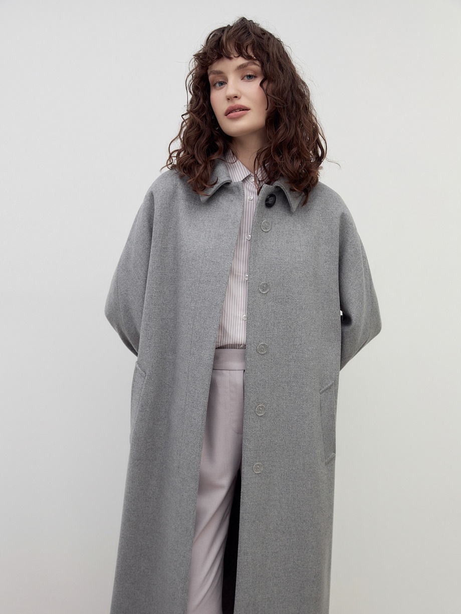 Шерстяное демисезонное пальто с мембраной