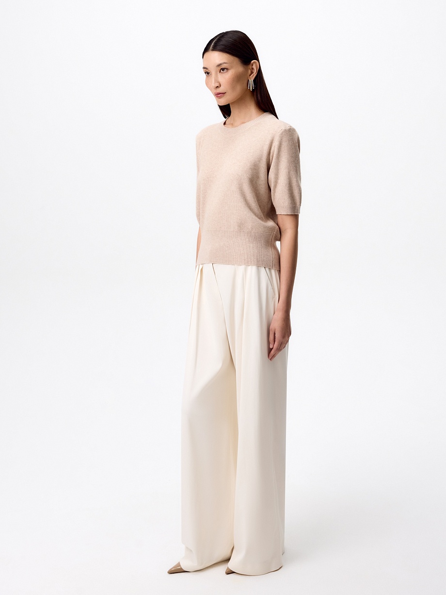 Джемпер с коротким рукавом из вискозы и шерсти