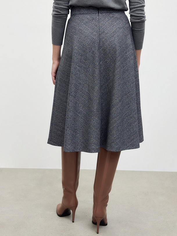 Юбка трапеция из костюмной ткани в клетку