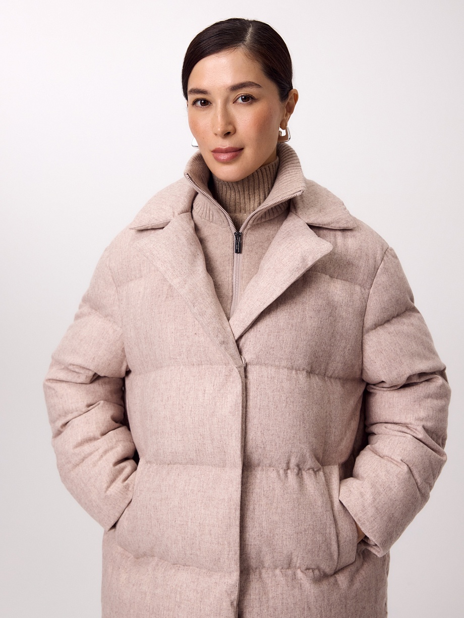 Пуховик из премиальной ткани с мембраной и натуральным утеплителем